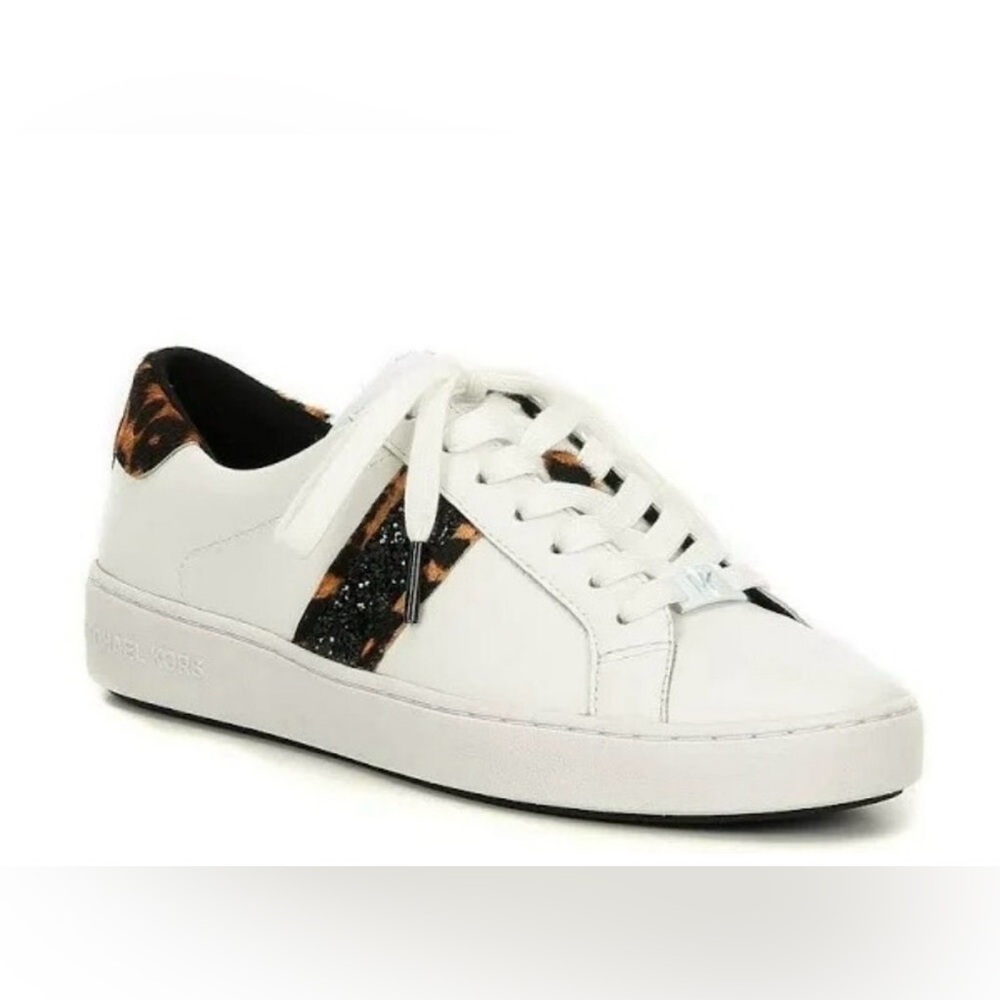 Michael Kors - Irving Leopard Print Calf Hair and Leather Stripe Sneaker